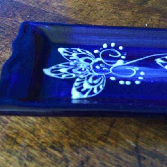 Alfareria Luis Jimenez Hand Painted Spain Blue Ceramic Tray 11"x3" - Picture 4 of 12
